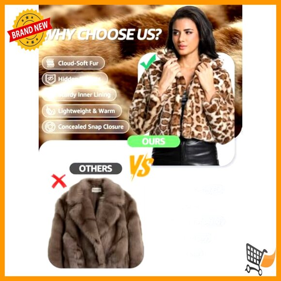 Cropped Faux Fur Jacket Plush Shawl Collar Cardigan Chic Oversized Sexy Coat - Picture 2 of 7